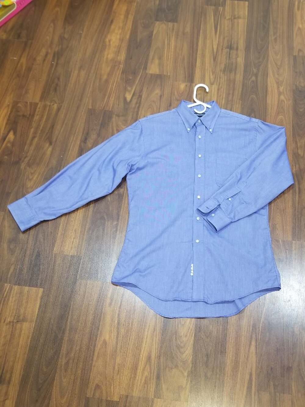 Men's Lands' End Trim Fit L/S Button Down Shirt, Blue, Size 16, EUC - Picture 3 of 11